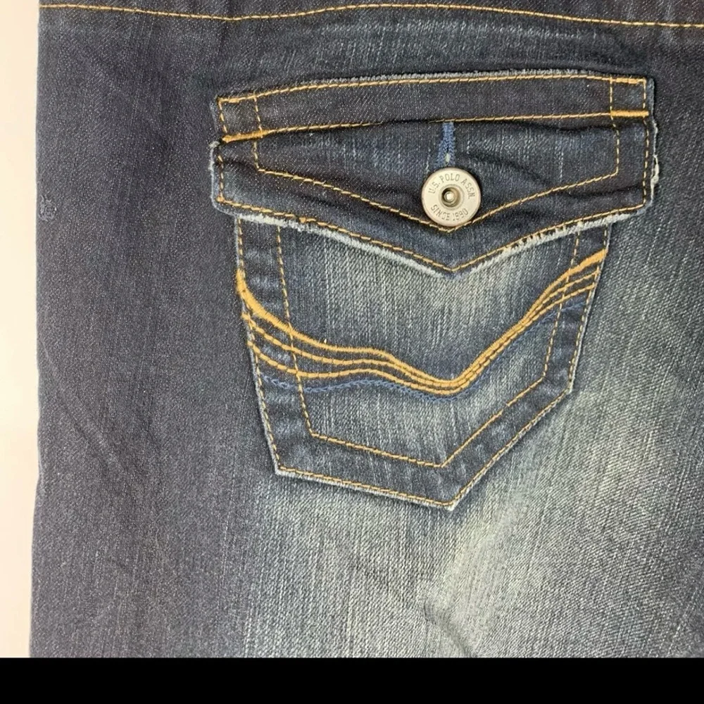 U.S. Polo Assn. Womens Size 19/20‎ Distressed Dark Blue Jeans